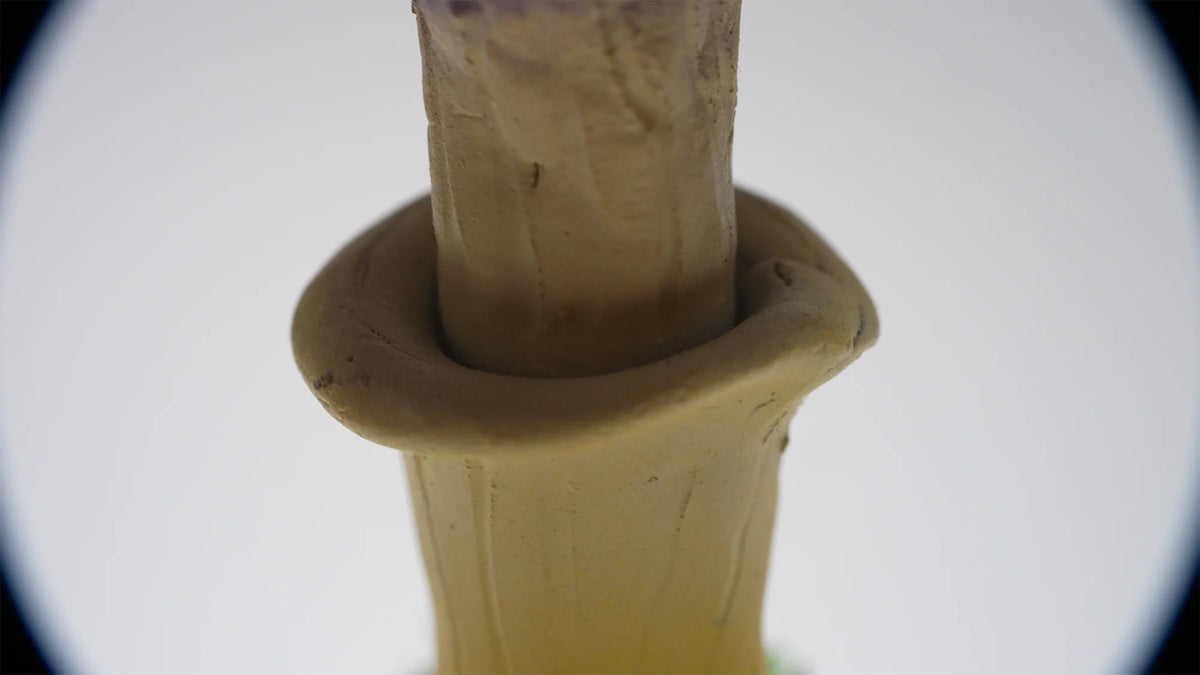 SPY26S6 • Handmade Magic Mushroom Decor on Thrifted Hexagon Glass Base (1 of 2)
